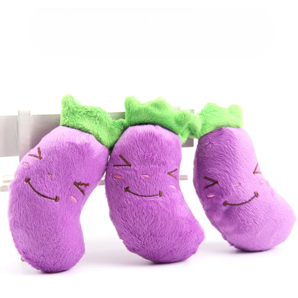 Cute Eggplant Squeaky Pet Plush Toy