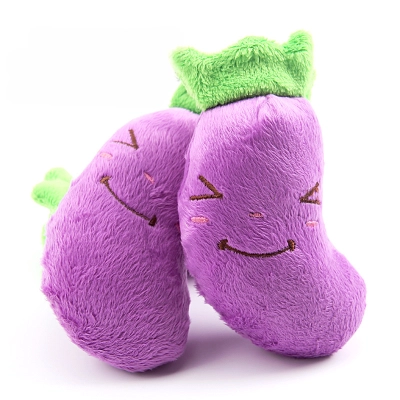 Cute Eggplant Squeaky Pet Plush Toy 02