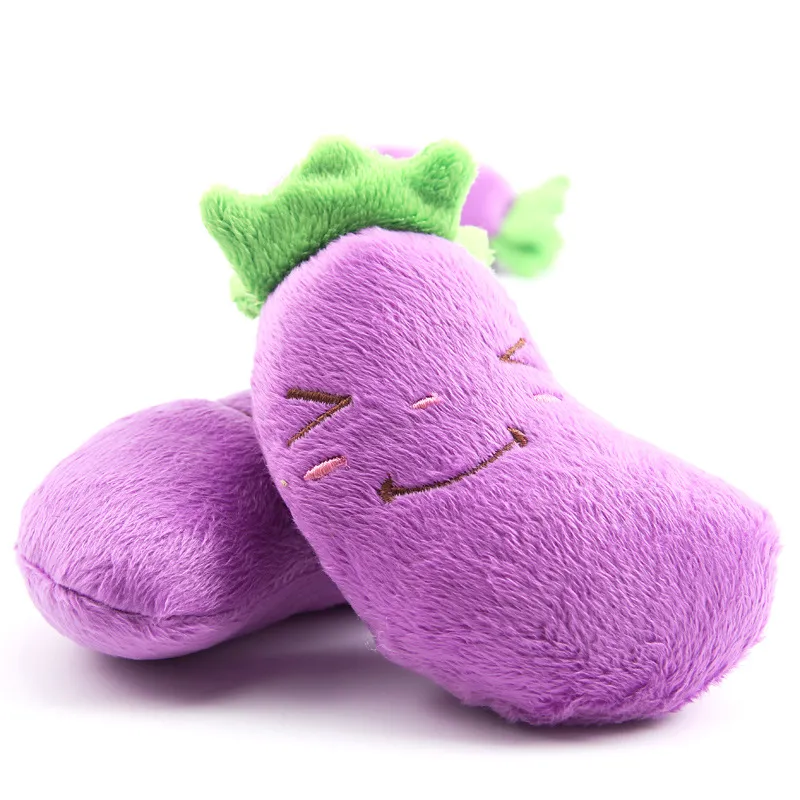 Cute Eggplant Squeaky Pet Plush Toy
