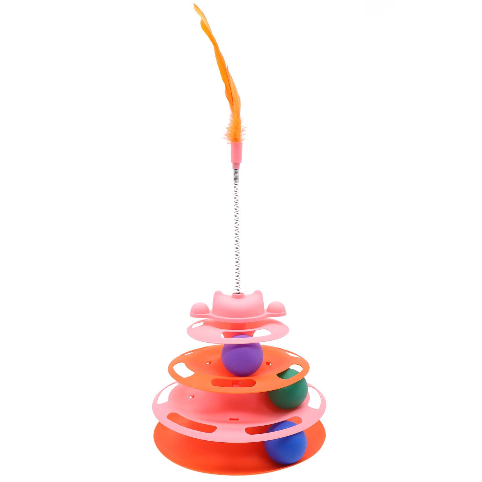 Interactive Cat Tower with Feather Wand and Balls