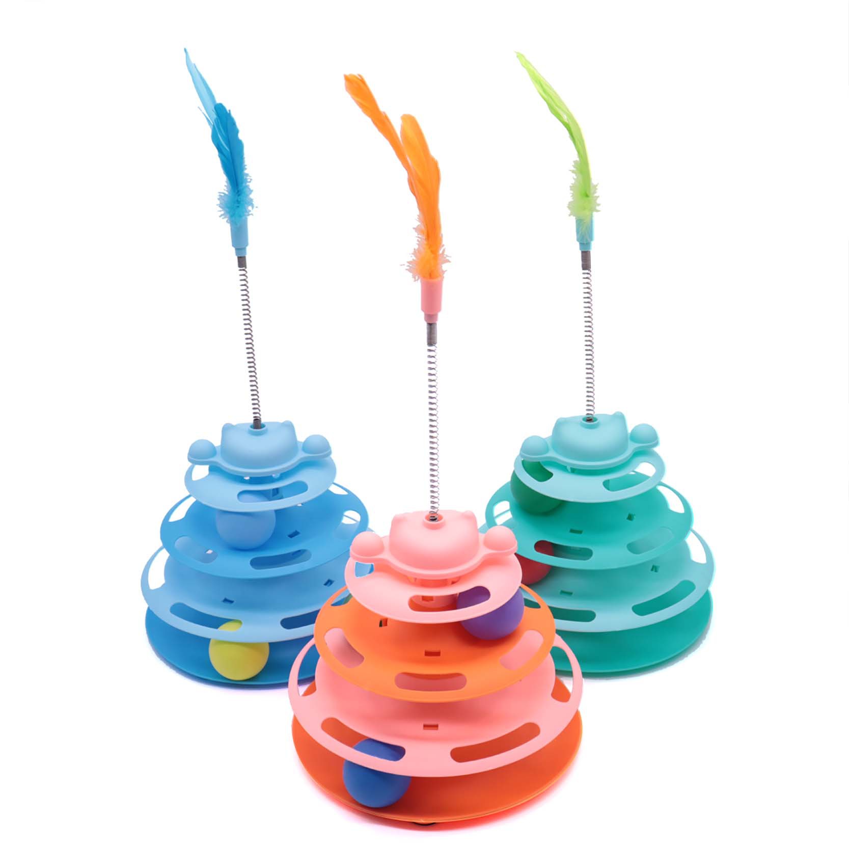 Interactive Cat Tower with Feather Wand and Balls