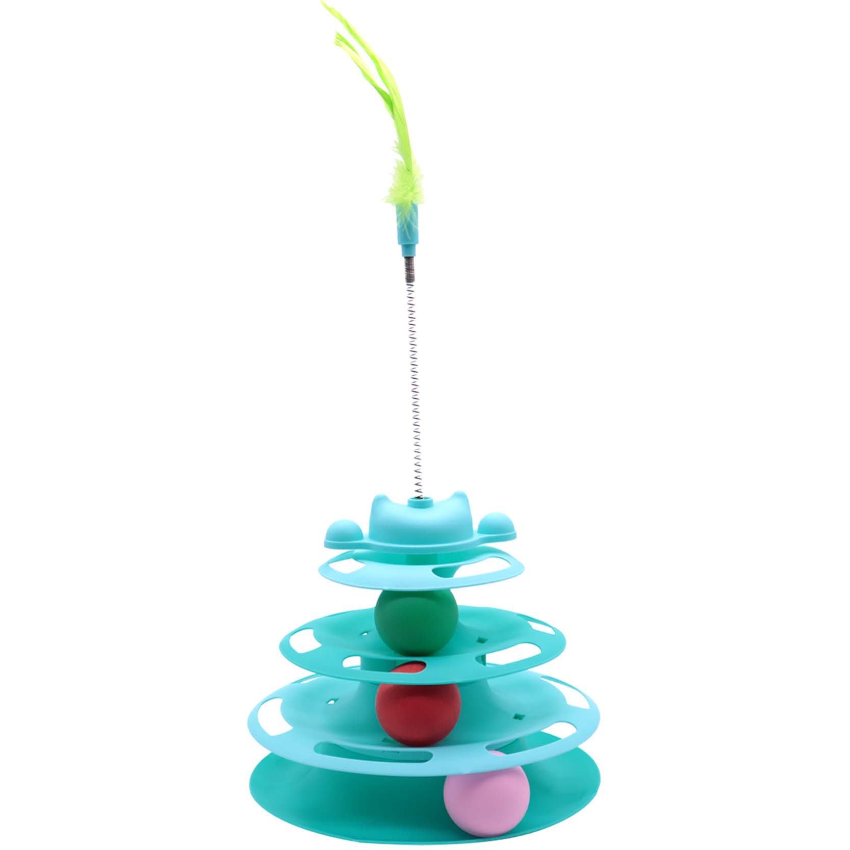 Interactive Cat Tower with Feather Wand and Balls