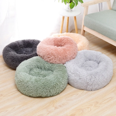 Plush Round Cat Bed Set 01