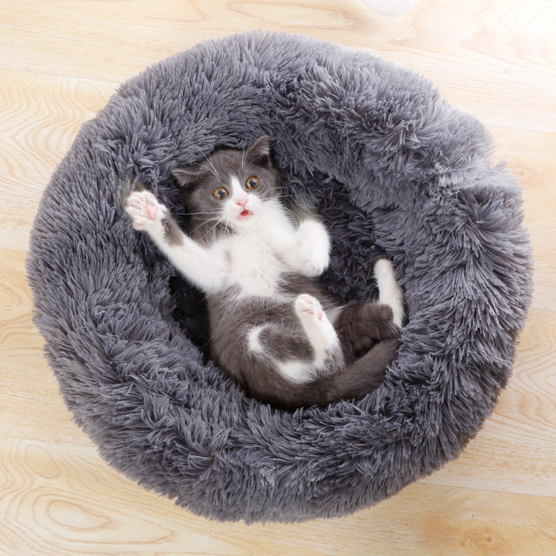 Plush Round Cat Bed Set
