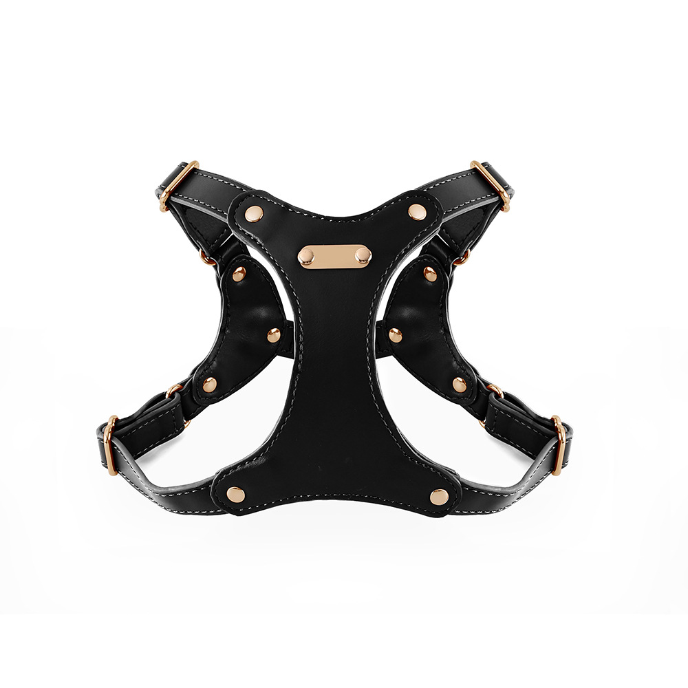 Soft Leather Dog Harness Leash Set