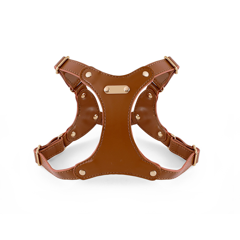 Soft Leather Dog Harness Leash Set