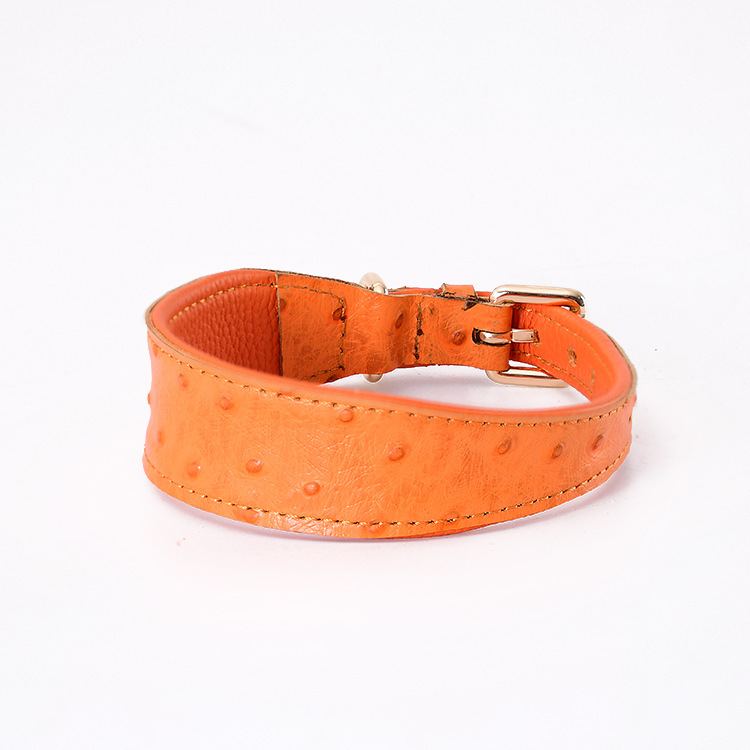 Ostrich Grain Leather Dog Collar