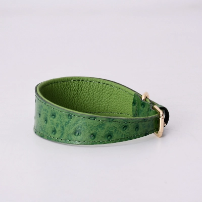 Ostrich Grain Leather Dog Collar 02