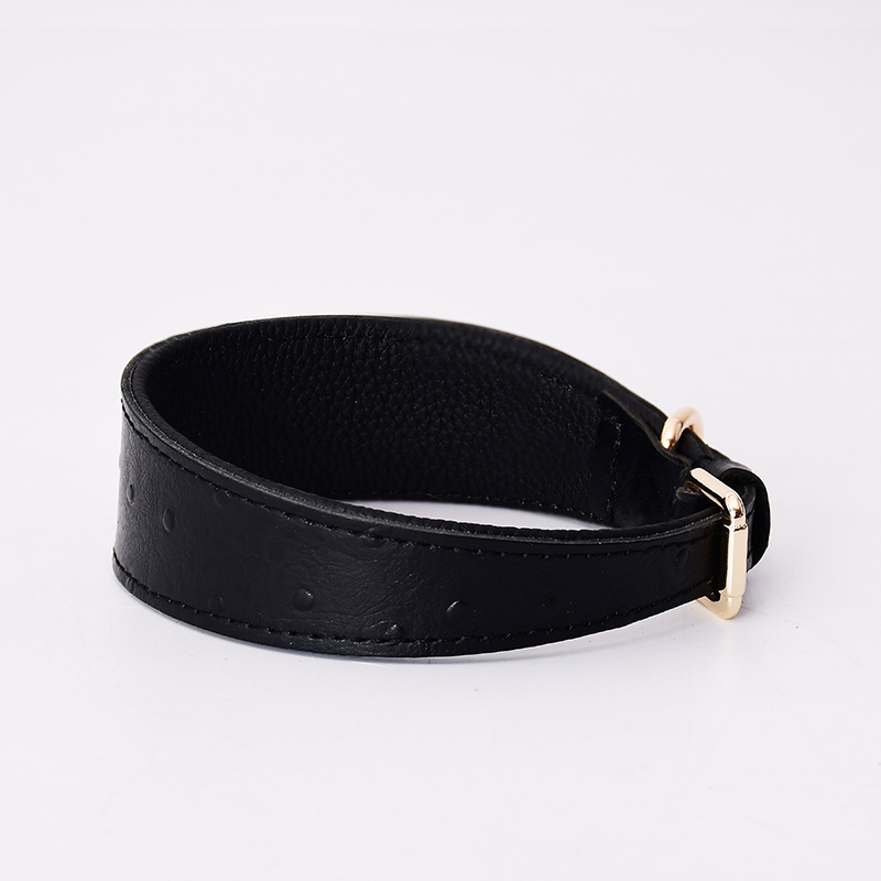 Ostrich Grain Leather Dog Collar