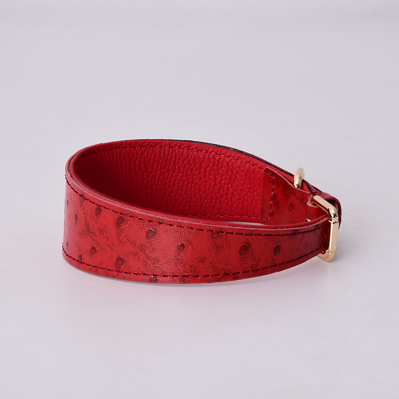 Ostrich Grain Leather Dog Collar
