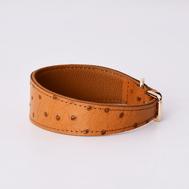 Ostrich Grain Leather Dog Collar