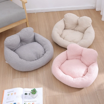 Plush Teddy Dog Cat Bed 01