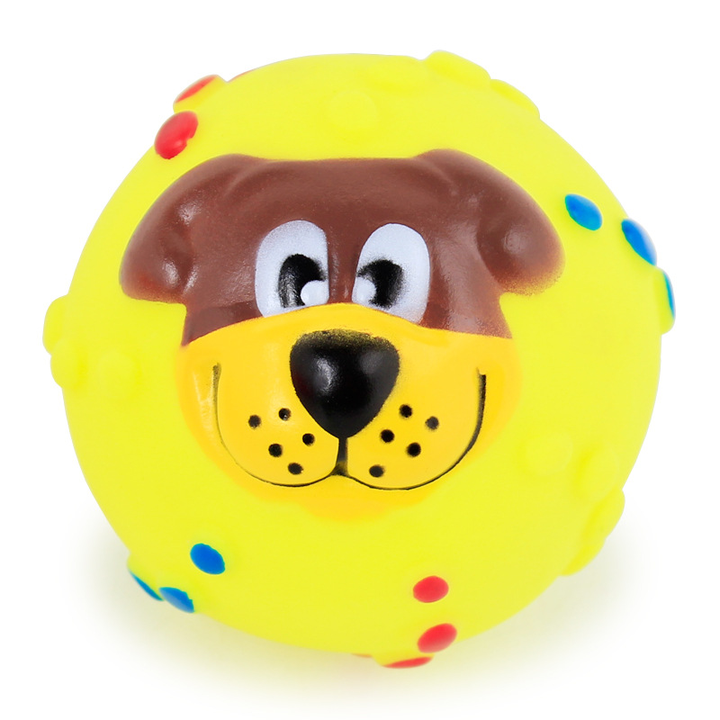 Squeaky Dog Face Ball Toy