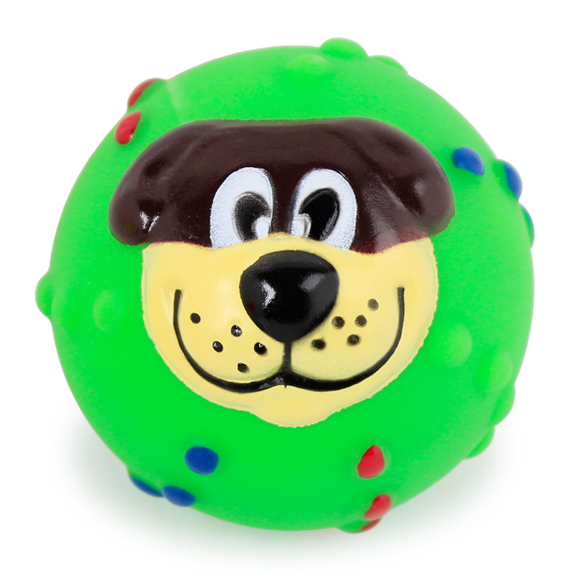 Squeaky Dog Face Ball Toy