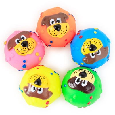 Squeaky Dog Face Ball Toy 01