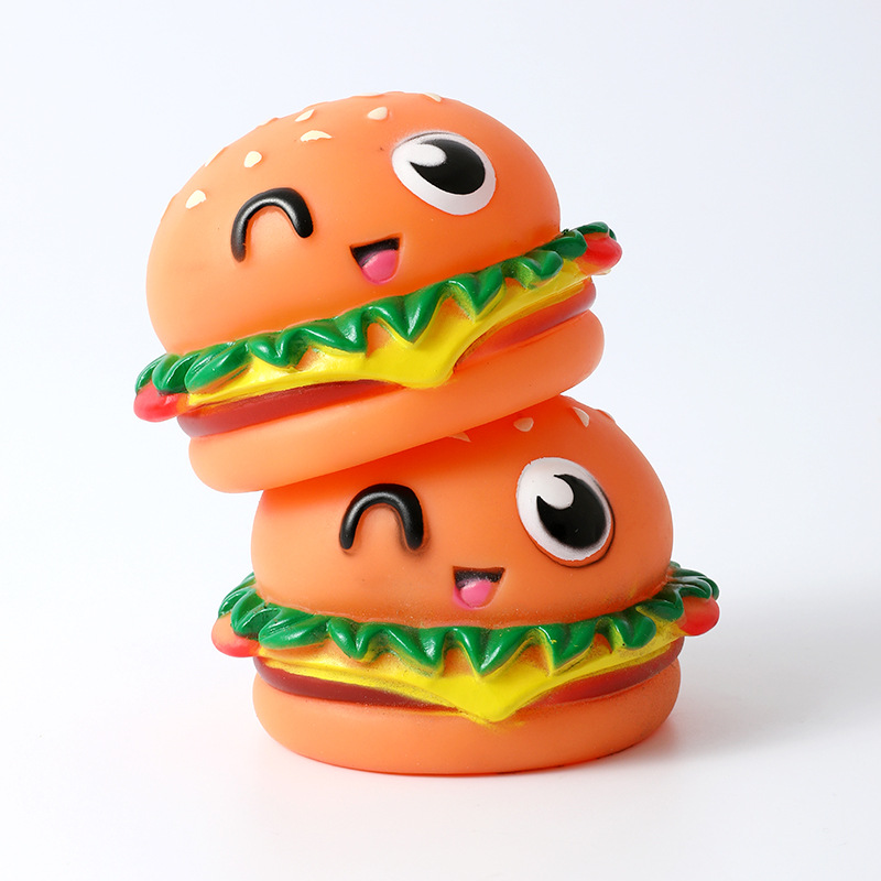 Squeaky Hamburger Dog Toy