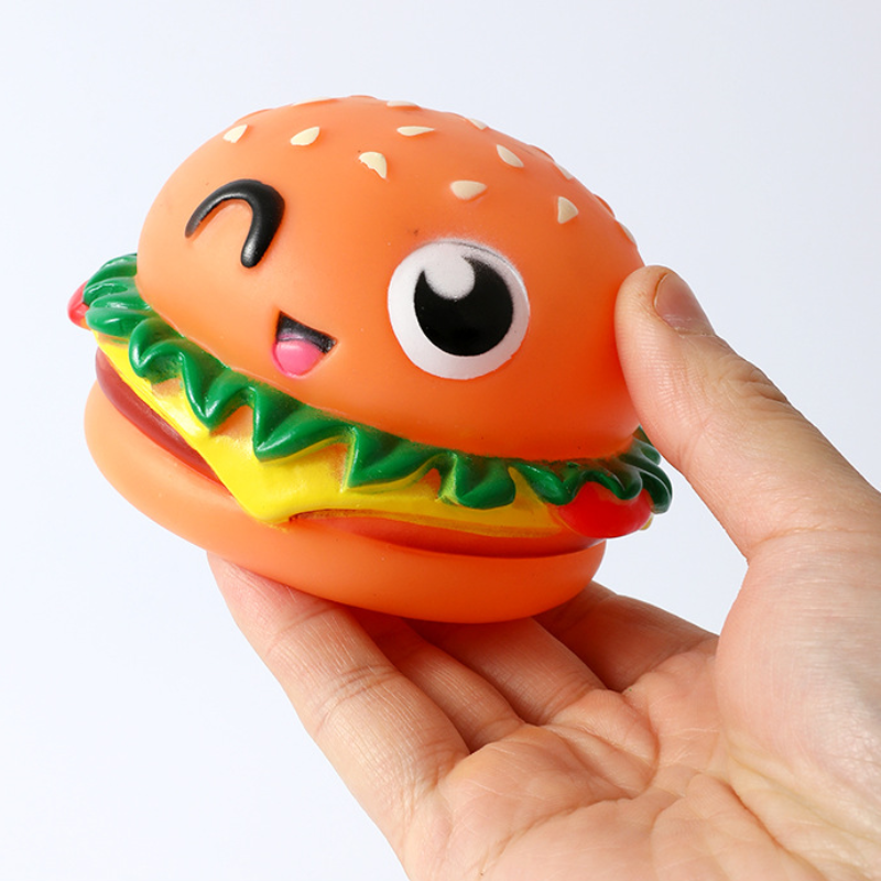 Squeaky Hamburger Dog Toy