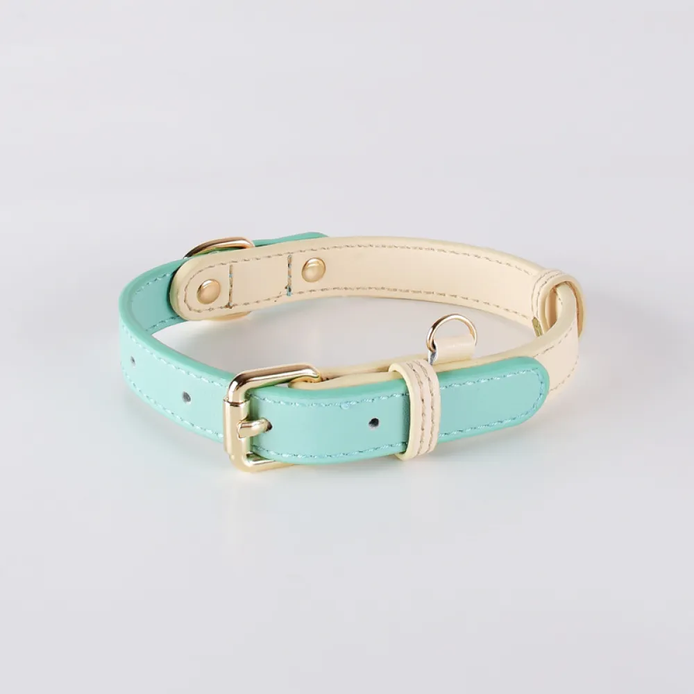 Genuine Leather Dog Collar Set