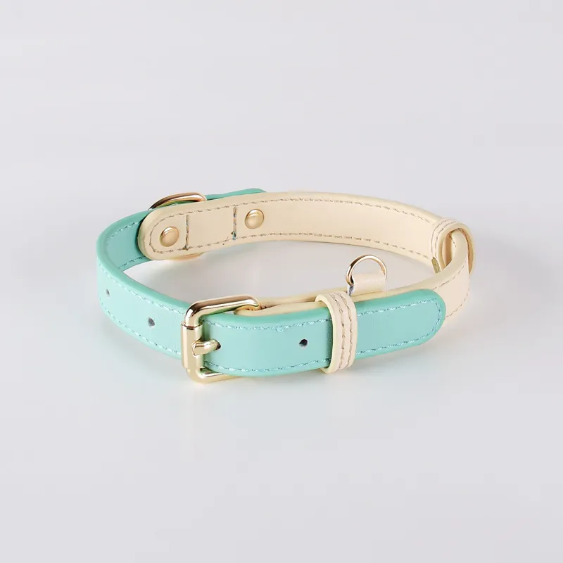 Genuine Leather Dog Collar Set