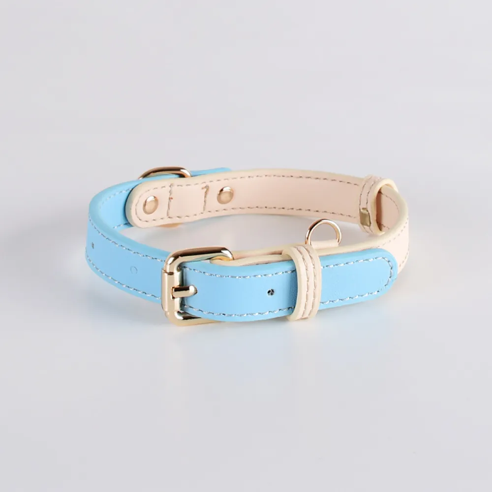 Genuine Leather Dog Collar Set
