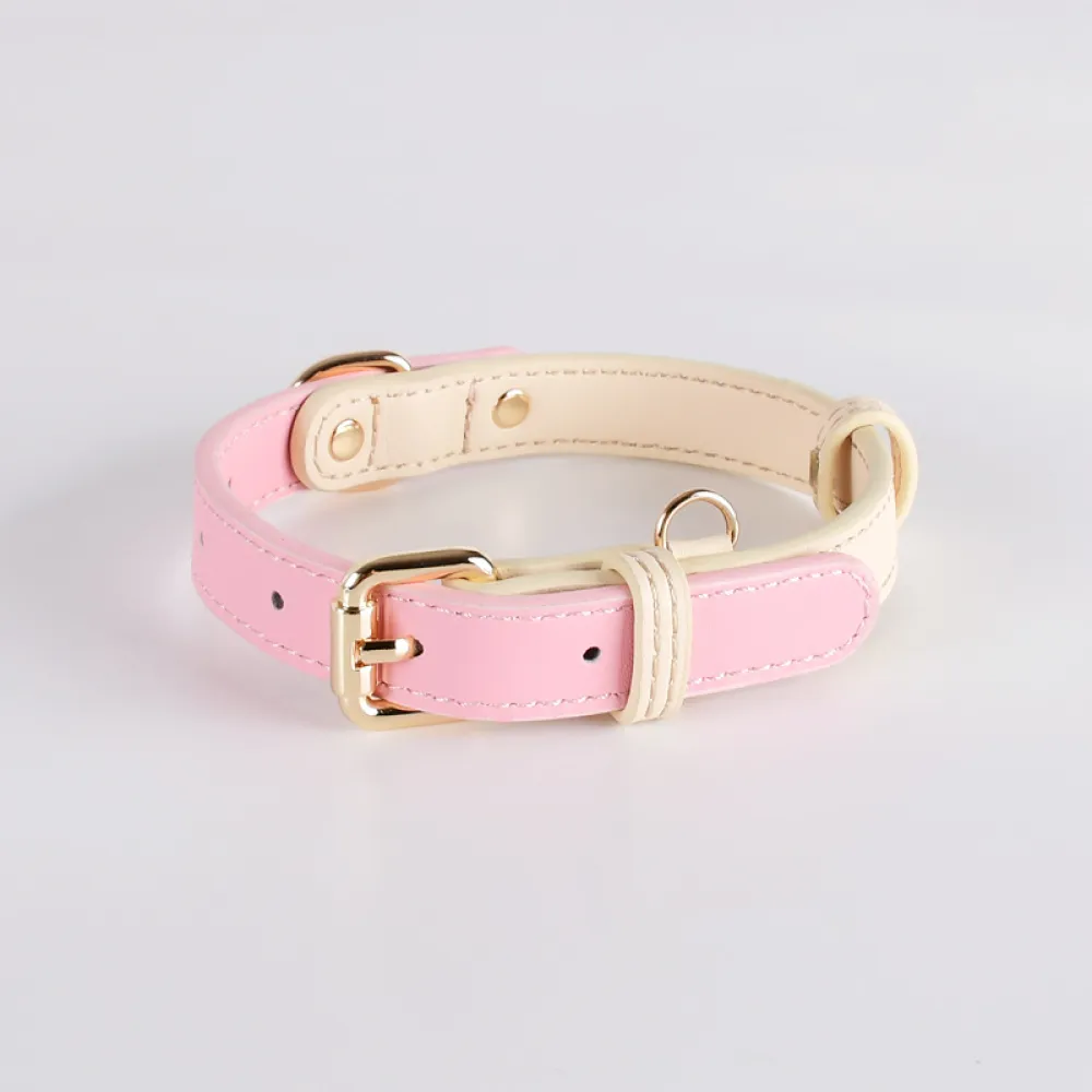 Genuine Leather Dog Collar Set