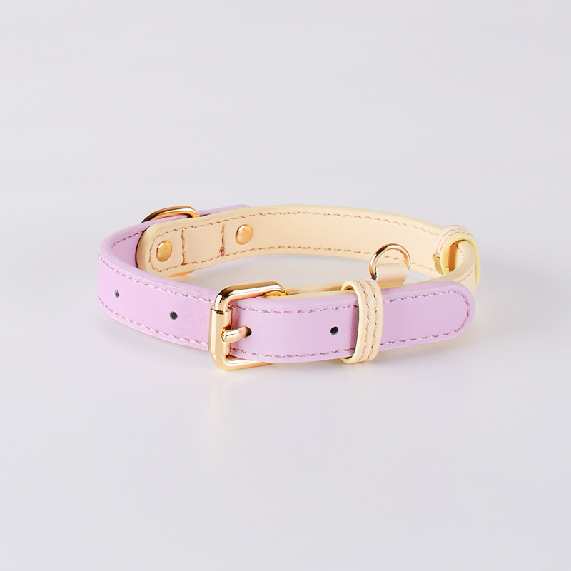 Genuine Leather Dog Collar Set