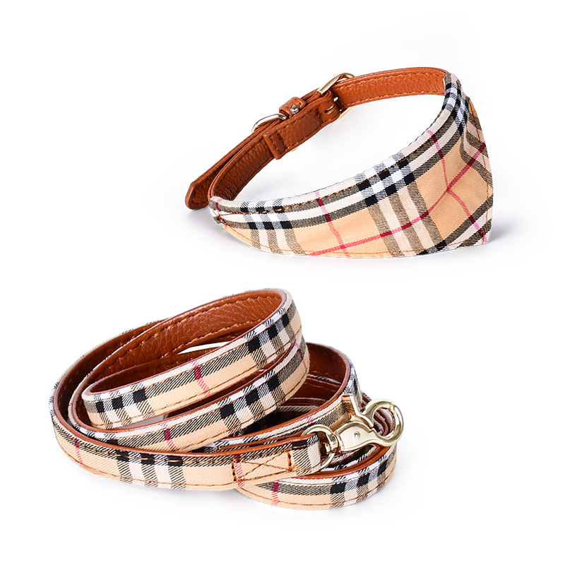 Plaid Pet Bandana Collar Set