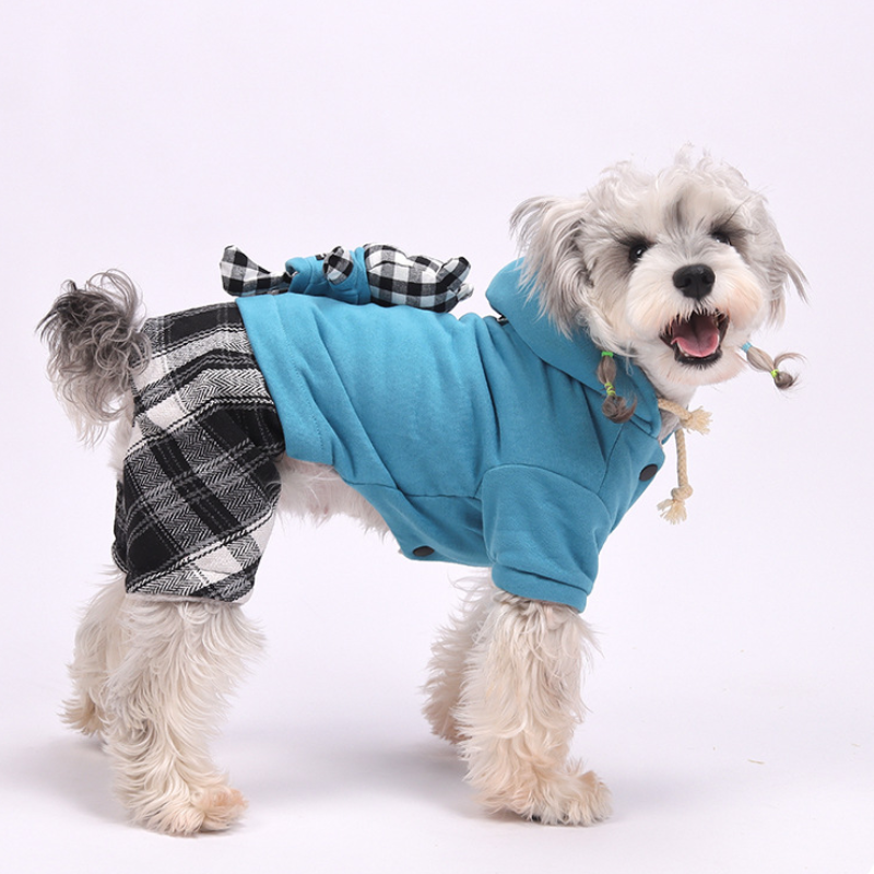 Plaid Fleece Pet Hoodie Outfit