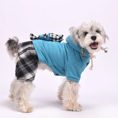 Plaid Fleece Pet Hoodie Outfit 01