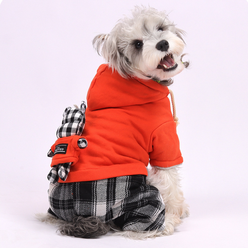 Plaid Fleece Pet Hoodie Outfit