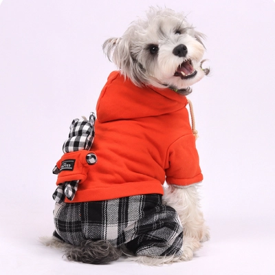 Plaid Fleece Pet Hoodie Outfit 02