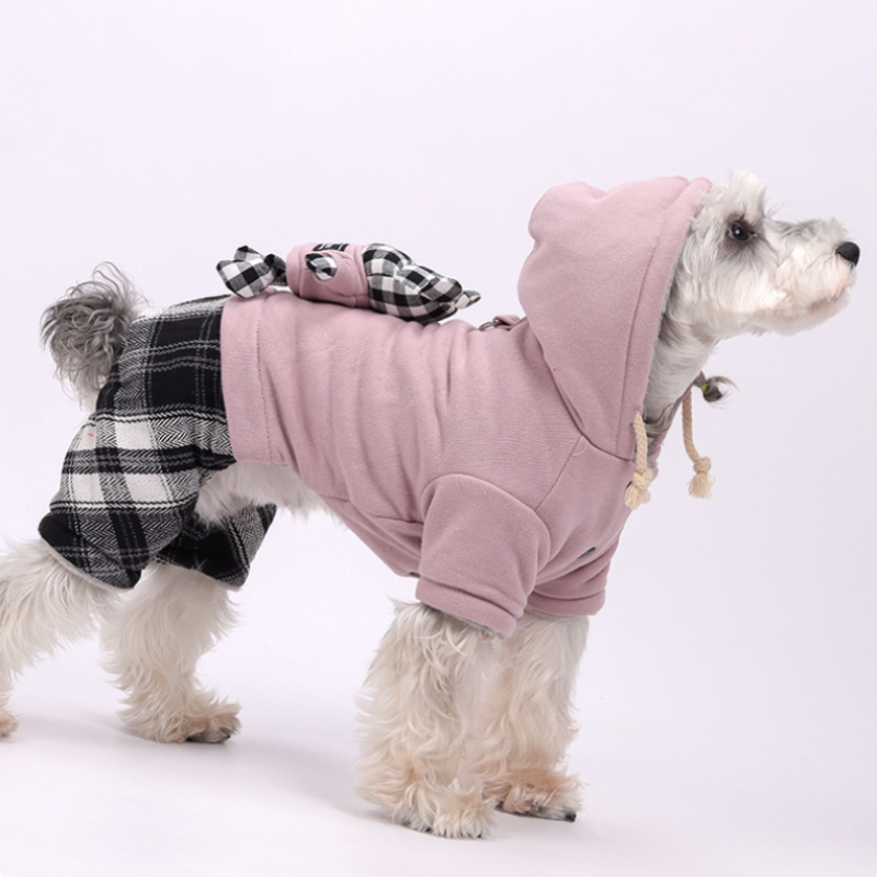 Plaid Fleece Pet Hoodie Outfit