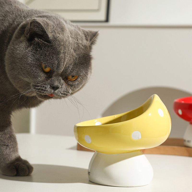 Mushroom Ceramic Cat Food Bowl