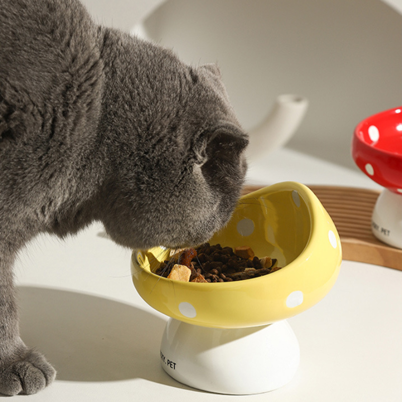 Mushroom Ceramic Cat Food Bowl