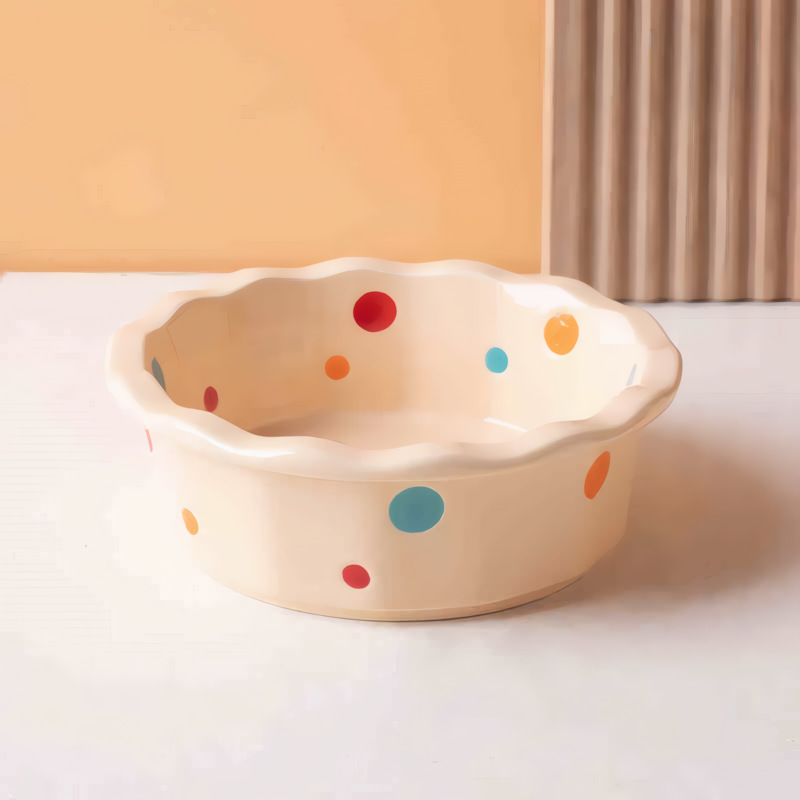 Polka Dot Ceramic Cat Bowl