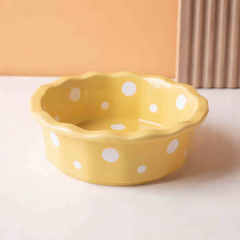 Polka Dot Ceramic Cat Bowl