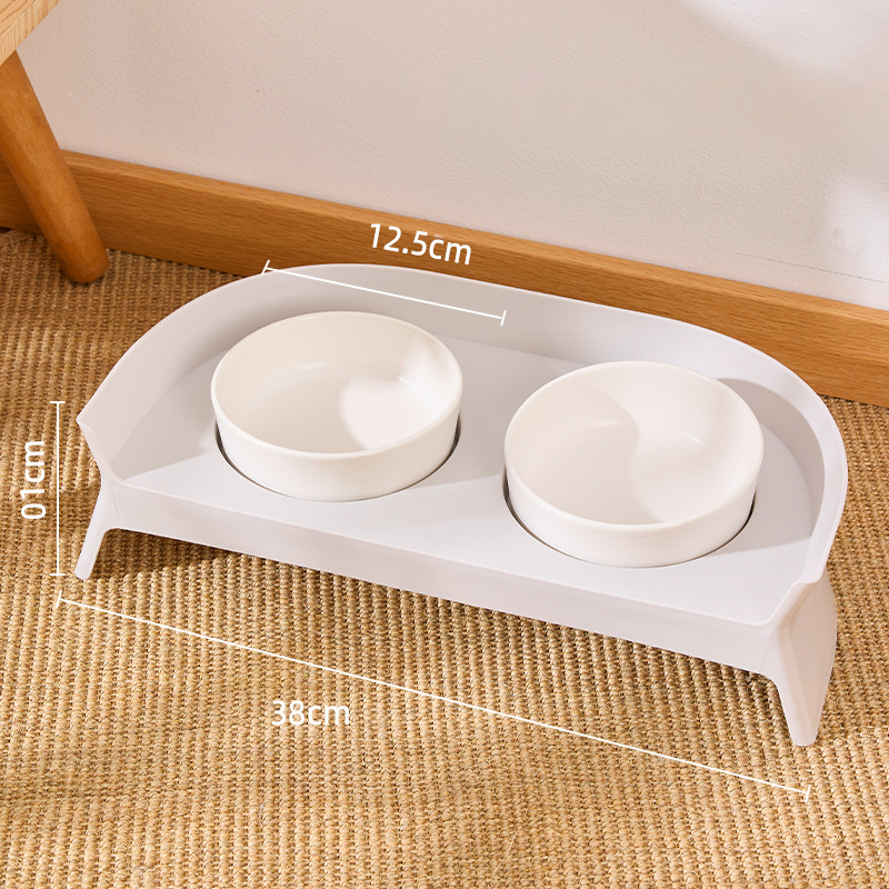 Elevated Ceramic Cat Feeding Set
