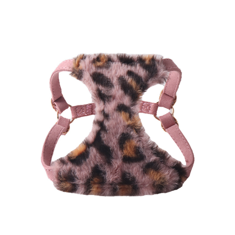 Leopard Plush Pet Harness Set