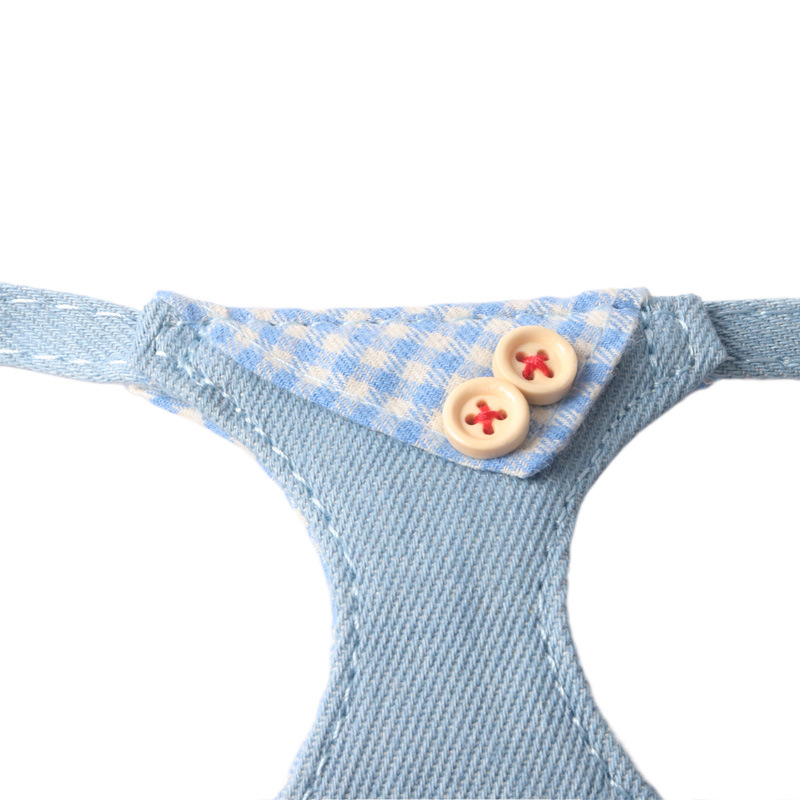 Denim Plaid Pet Harness Set