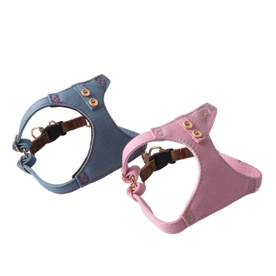 Denim Pet Harness Set 02