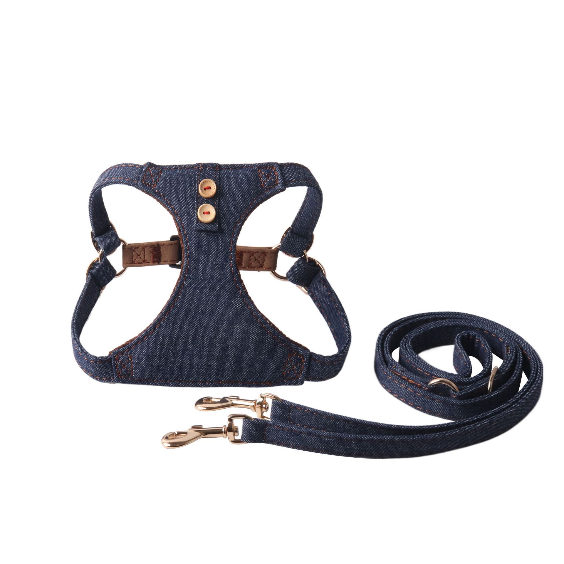 Denim Pet Harness Set