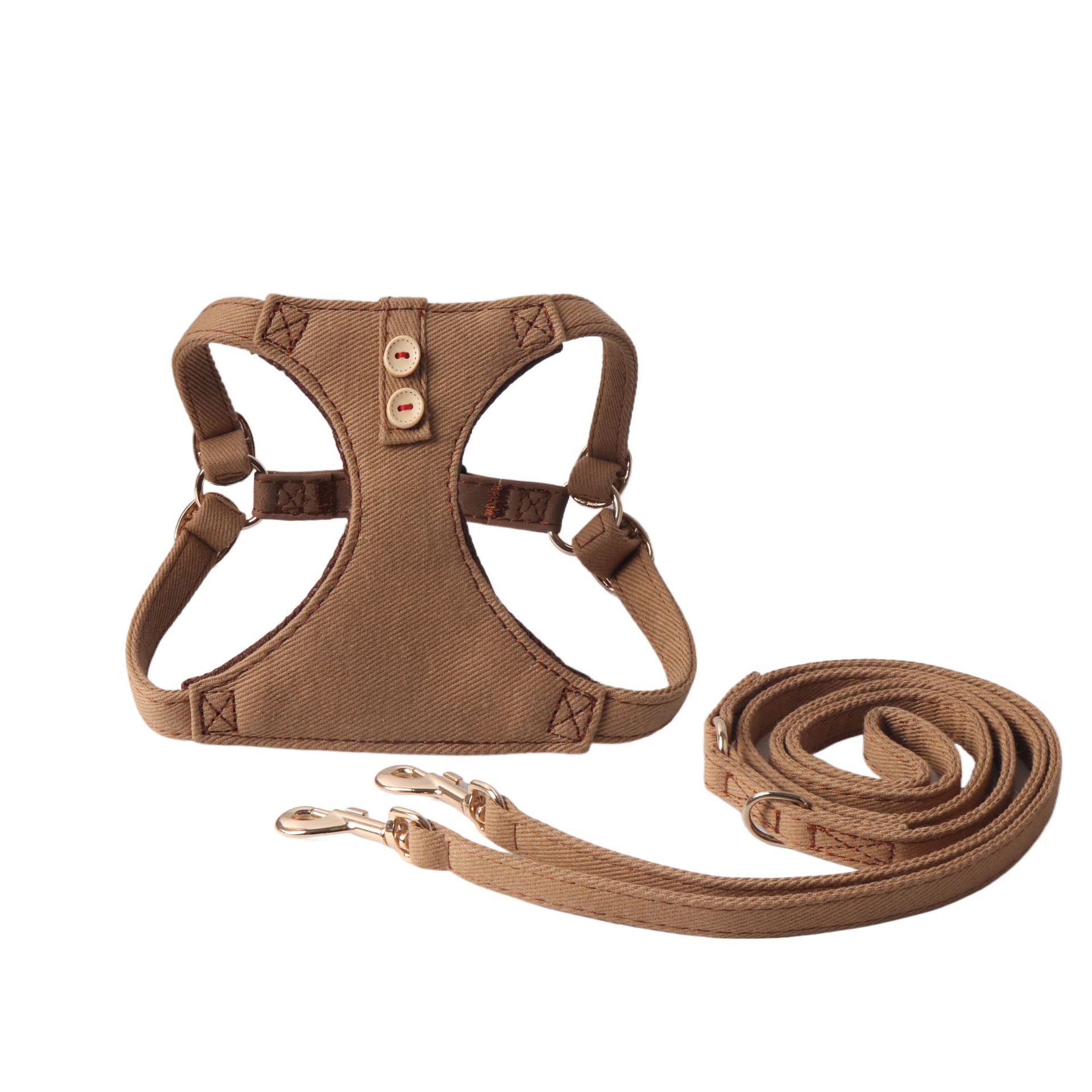 Denim Pet Harness Set