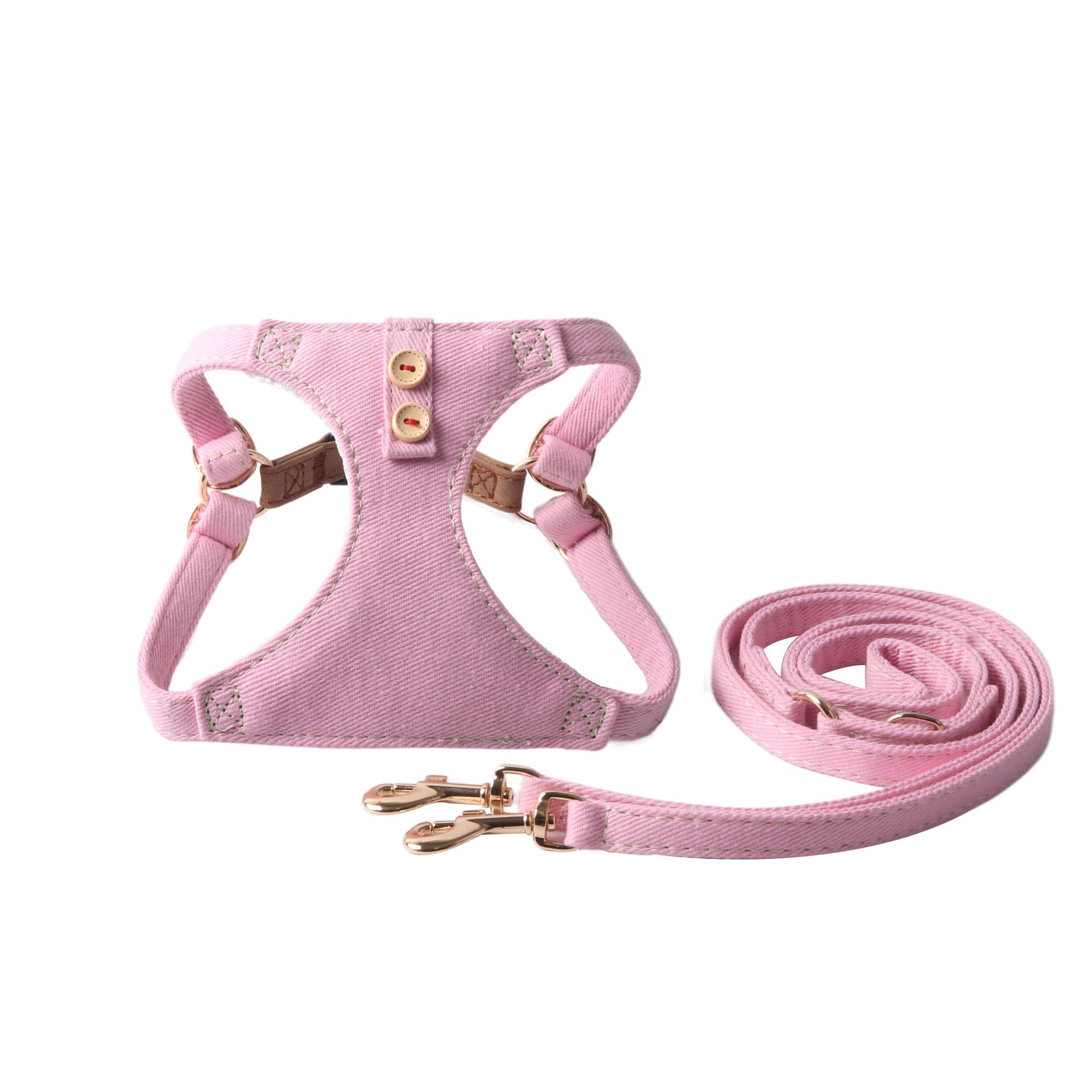 Denim Pet Harness Set