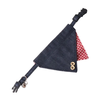 Denim Plaid Pet Bandana Set 02
