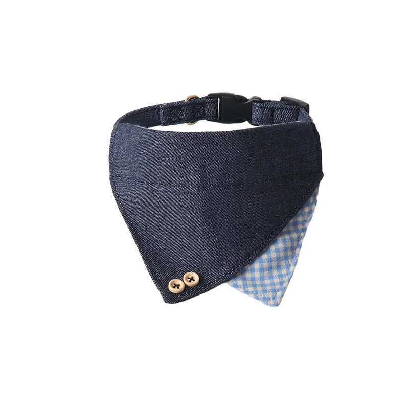 Denim Plaid Pet Bandana Set