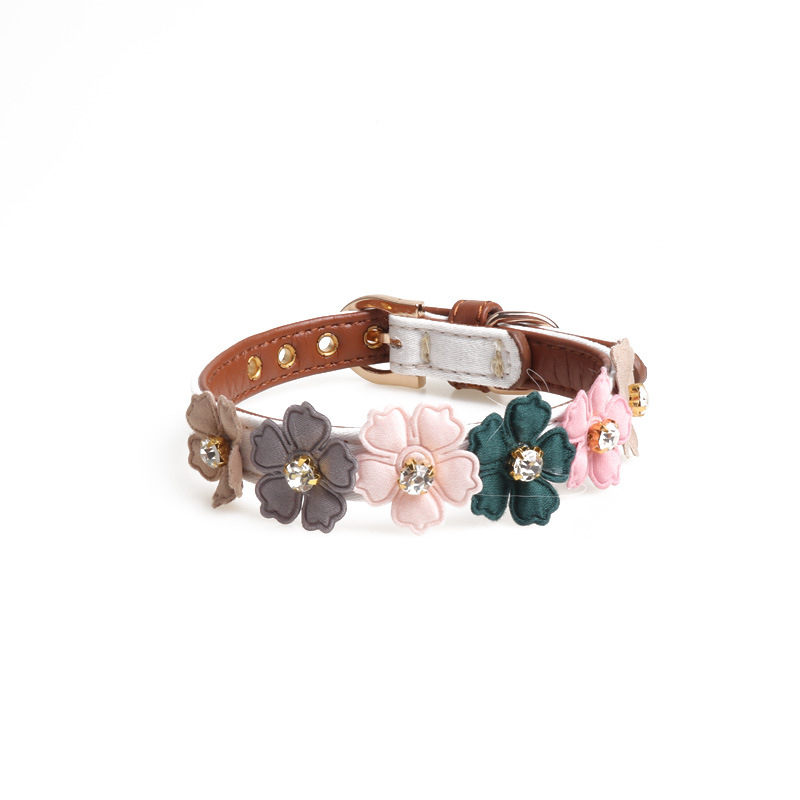 Floral Rhinestone Pet Collar