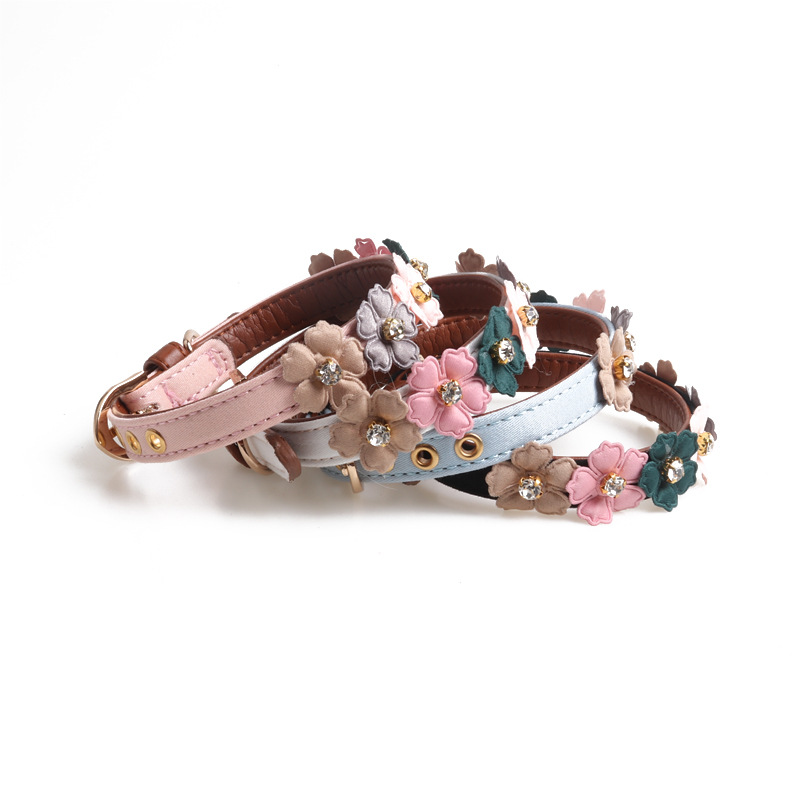 Floral Rhinestone Pet Collar