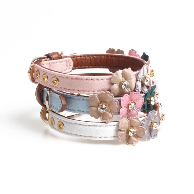 Floral Rhinestone Pet Collar 02