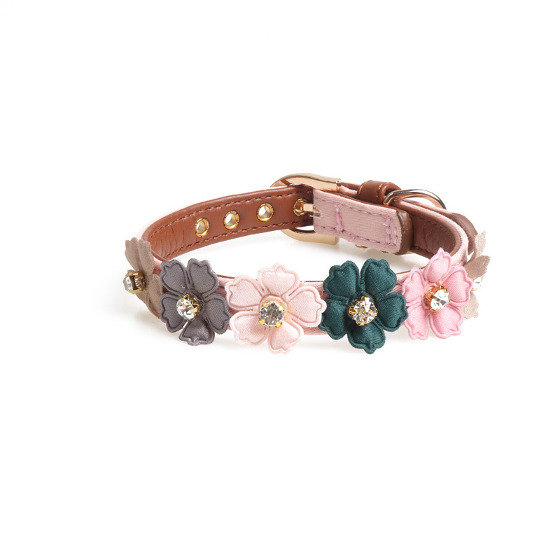 Floral Rhinestone Pet Collar