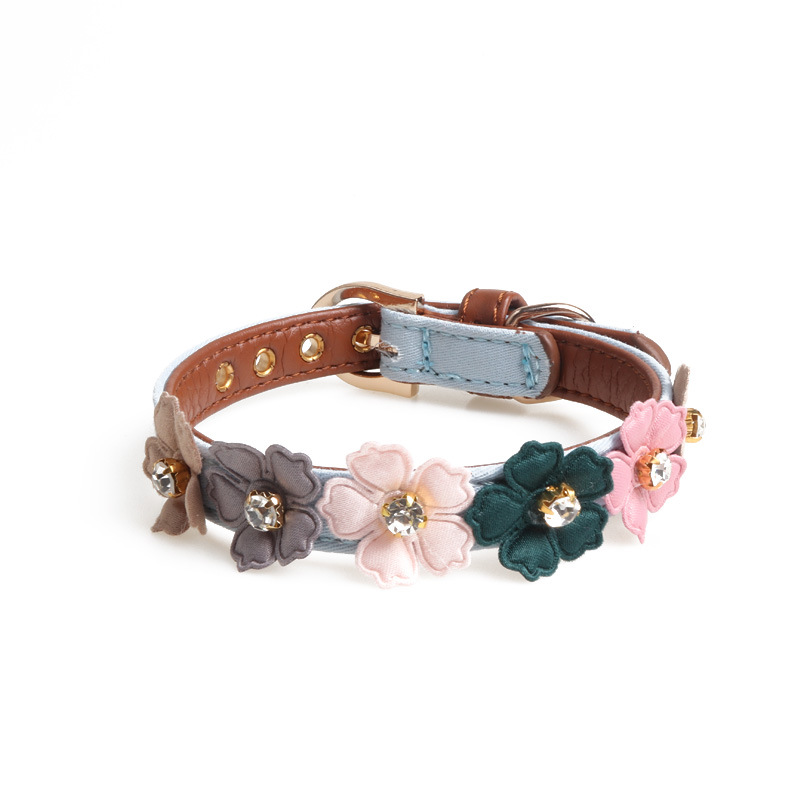 Floral Rhinestone Pet Collar